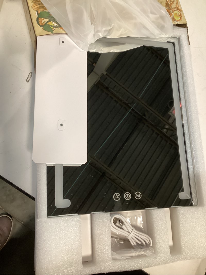 Condition photo showing As Is for Gospire Lighted Makeup Mirror, Hollywood 4000mAh Rechargeable Vanity Mirror with 5X/10X Magnification, 3-Color Dimmable Lighting, Touch Control, Phone Holder, 11”x16.8” LED Tabletop Mirror for Bedroom 16.8"L x 11"W