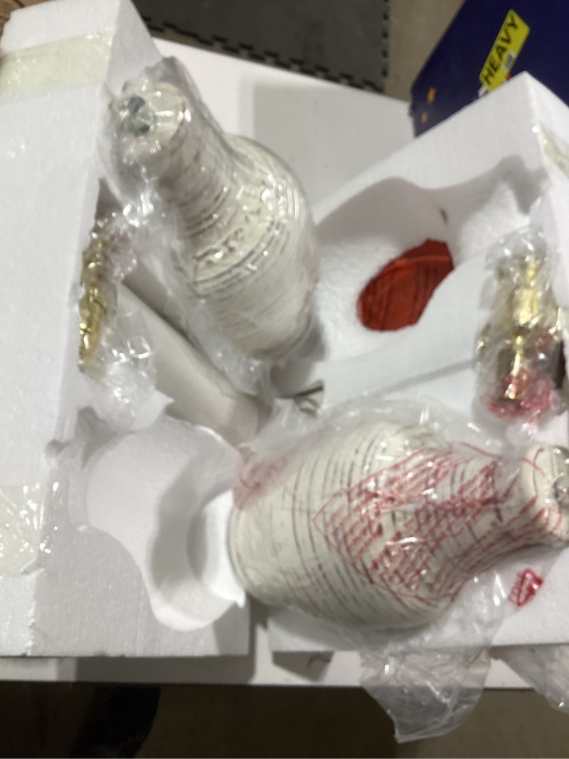 Condition photo showing New/Like New for 23" white washed ceramic table lamps set of 2 with 3-way dimmable bulb,rotary switch,lamps for living room,bedside lamp with linen shade,nightstand lamps of 2 for living room bedroom(bulb included)