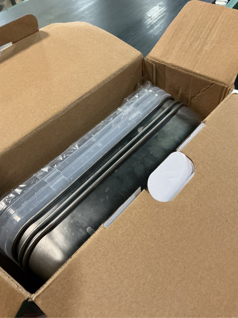 Condition photo showing As Is for onader baking pan with lid, stainless steel lasagna rectangle cake browinie pan, 9¾ x 12½ x 2 inch, set of 3 3pans+3lids 12.5''x9.7''x2''