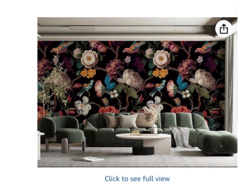 (SIMILAR)Reyhui Wall Mural Peonies and Roses Floral Vintage Wallpaper Seamless Gold White Flowers Wall Coverings for Living Room Bedroom Kids Room