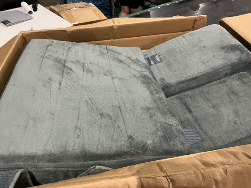 Condition photo showing As Is for 4pcs bed wedge pillow set for after surgery, orthopedic wedge pillows for sleeping, back, neck and leg pain relief, adjustable memory foam support pillows for acid reflux, gerd & snoring, grey dark grey 4pcs