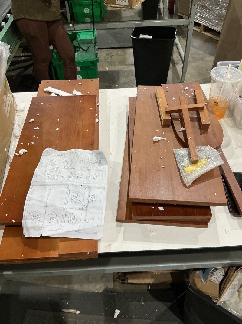 Condition photo showing As Is for similar to not exact doublefill solid wood prayer bench stool with shelf and cushion church prayer bench table chair padded kneeler for kneeling at home, religious gifts