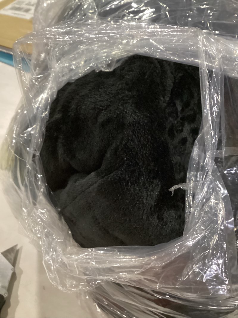 Condition photo showing Good Condition for Sherpa Fleece Adult Weighted Blanket, 15 Pounds Dual Sided Soft Plush Blanket for Couch Bed Sofa, Heavy Thick Blankets with Glass Beads Great for Sleep, 48 x 72 inches, Black on Both Sides Black 48" x 72" 15lbs
