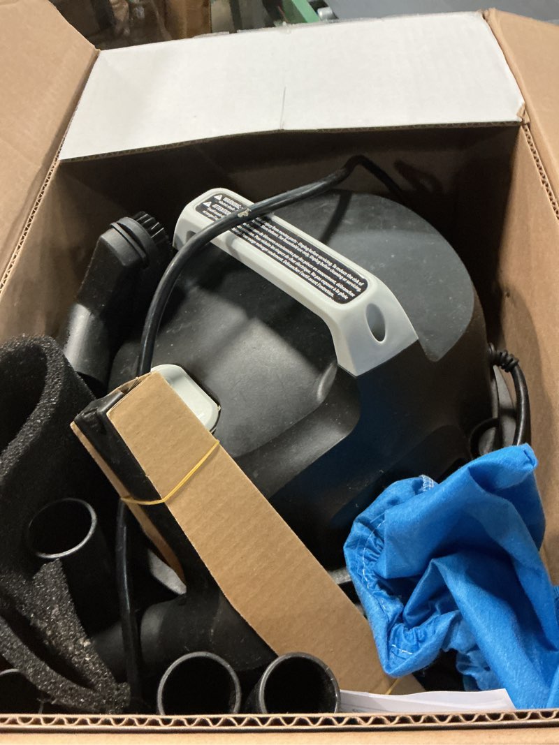 Condition photo showing As Is for amazon basics wet dry shop vacuum cleaner, 4 gallon, 3 hp stainless steel, grey/black 4 gallon shop, 3 hp