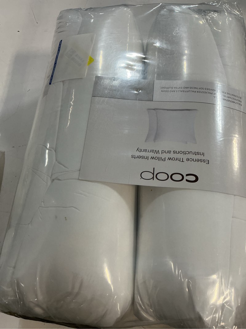 Condition photo showing New/Like New for coop home goods essence adjustable throw pillow inserts 20x20, set of 2, adjustable down alternative cushions for couch, bed, or chair, decorative square pillows for living room, oeko-tex certified essence down alternative 20x20
