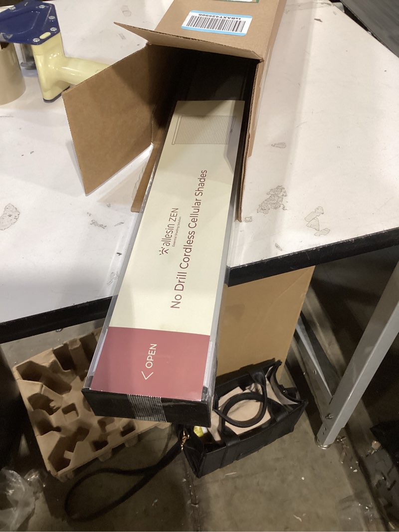 Condition photo showing Good Condition for Allesin Zen No Drill Blinds for Windows Blackout Cordless Cellular Shades Honeycomb Blinds Pull Down, Free Stop Easy Install for Home and Office, Blackout, Light Gray, 24" W x 36" H Light Gray-100% Blackout 24"W x 36"H