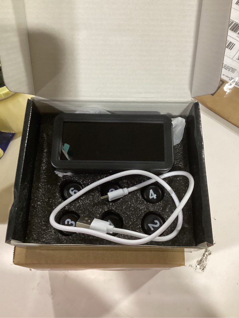 Condition photo showing New/Like New for 6-Wheel Tire Pressure Monitoring System - TPMS - with 4 Inches LCD Display - 5 Modes Tire Pressure Monitor for RV/Trailer/Truck/, Solar & Type-C Dual Charger TPMS Kit 4 Inches-6 Sensors
