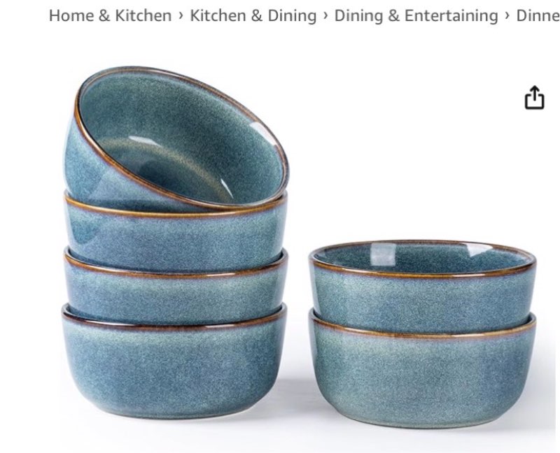 amorarc ceramic cereal bowls set of 6, 24 oz handmade stoneware bowls for cereal soup salad bread, s