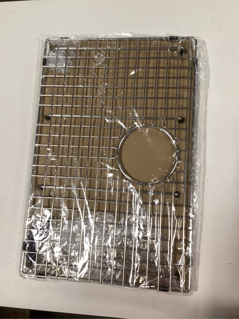 Condition photo showing New/Like New for sink protectors grid 22 63/64'' × 14 3/16'', stainless steel sink grids for bottom of kitchen sinks, with rear drain for single bowl sinks 22-13/16” x 14"