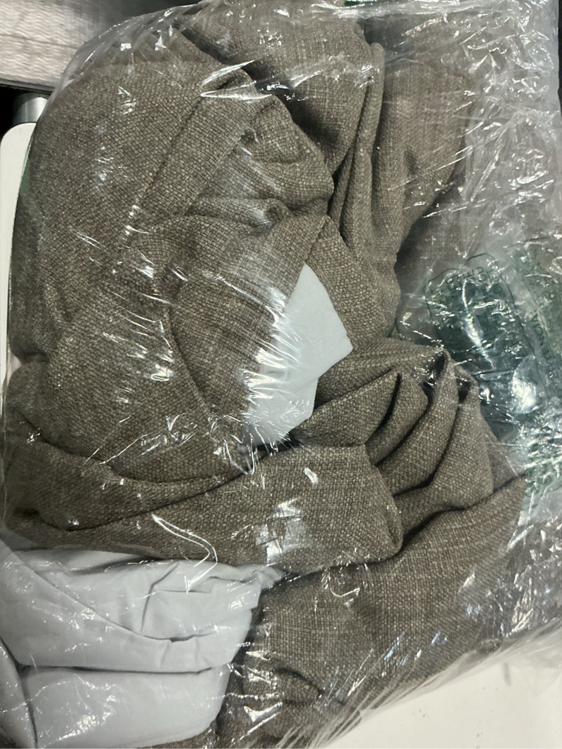 Condition photo showing As Is for dark flax 100 inch blackout pinch pleated curtains 2 panel set for living room darkening thick linen textured 100% black out drapes 100 inches long pinch pleat light blocking bedroom taupe gray taupe 40"w x 100"l (pack of 2)