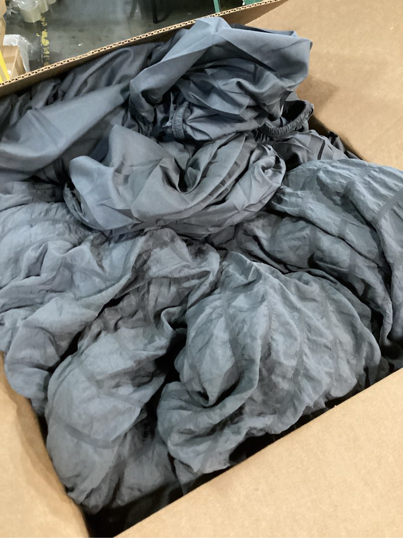 Condition photo showing As Is for no size hymokege comforter sets seersucker 7 pieces, all season luxury bed in a bag for bedroom, bedding set with comforters, sheets, pillowcases & shams, dark grey full(82\"x86\") dark grey