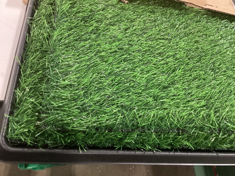 Condition photo showing New/Like New for loobani dog grass pad with tray - dog litter box - indoor potty for apartment and patio training - with 2 packs grass pee pads for replacement, 16×20 inch tray potty 16*20inch