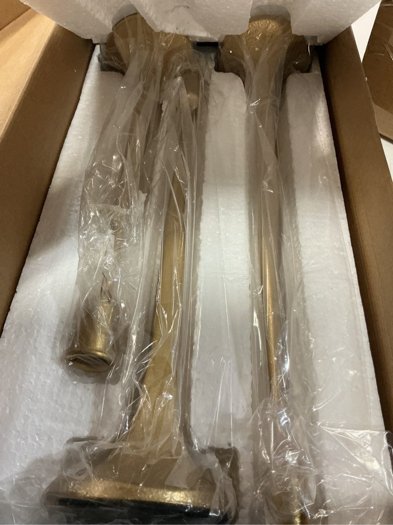 Condition photo showing Good Condition for denique iron taper candle holder set of 3, gold candlestick holders decorative candle stand, tapered candle holders tall set for wedding, dining table, home decoration (gold) gold 12”,14”,15.5”