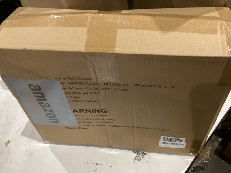 Condition photo showing New/Like New for Large Bed Canopy with Star Lights, Double Layer Canopy for Bed, Princess Play Tent for Girls Room, Breathable Canopy Bed Curtain for Children Reading Nook, Machine Washable Canopy, 40''x106'', Purple 40"W x 106"L (Pack of 1) Soft Purple