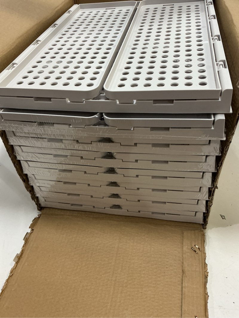 Condition photo showing New/Like New for SNSLXH 8 Pack Stackable Closet Storage Bins, Multifunctional & Foldable Closet Organizers and Storage for Bathroom Kitchen Laundry Room Drawer Shelf Storage, Space-Saving Wardrobe Organizer, White White 8 Pack