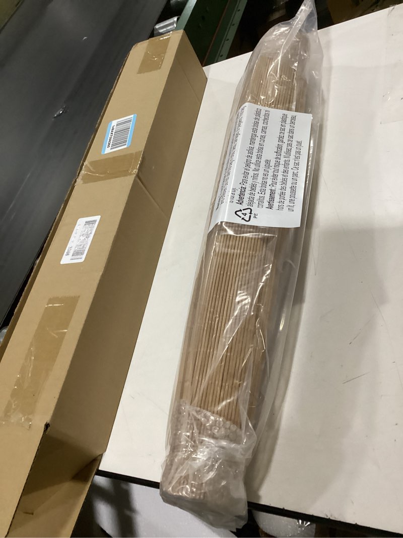 Condition photo showing New/Like New for lazblinds cordless bamboo roman shades, light filtering window treatment, roll up bamboo blinds for windows, 27'' w x 60'' h light filtering - carbonized 27'' w x 60'' h