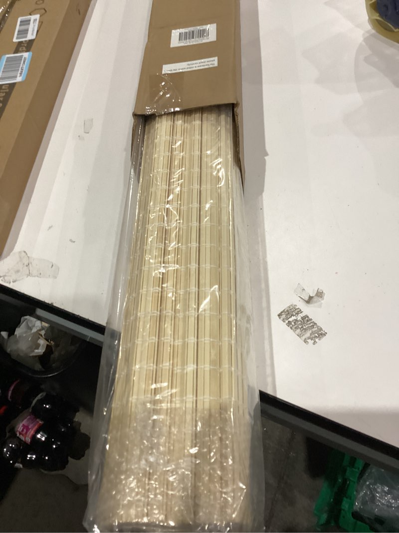 Condition photo showing Good Condition for LazBlinds No Tools No Drill Cordless Bamboo Roman Shades, Privacy Window Treatment, Roll Up Bamboo Blinds for Windows 30'' W x 64'' H, Natural Privacy-natural 30" W x 64" H