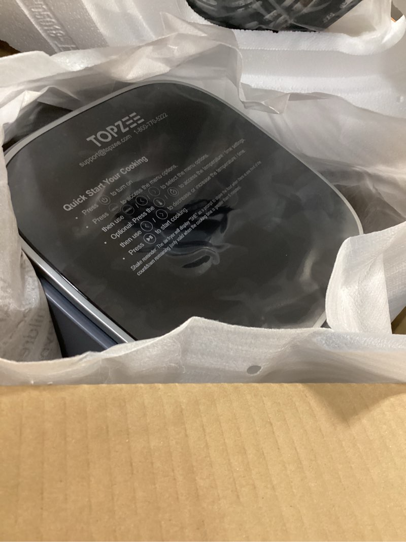 Condition photo showing Good Condition for TOPZEE Air Fryer 12-in-1, 5.5-QT Compact Large Air Fryer with 360° Hot Air Circulation, 100–400°F Precise Heat, Visible Window, 95% Less Oil, Bake, Reheat, Broil, Proof, Dark Gray