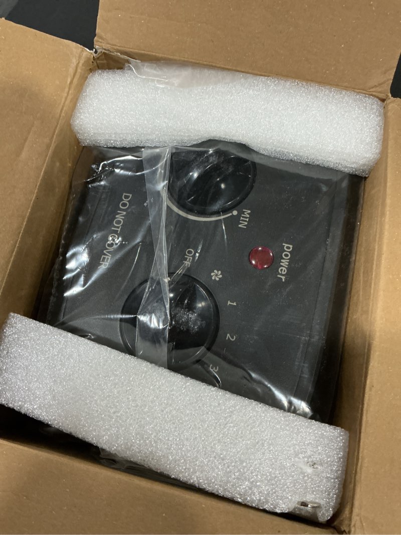 Condition photo showing Good Condition for Space Heater, 1500W Electric Heaters Indoor Portable with Thermostat, PTC Fast Heating Ceramic Room Small Heater with Heating and Fan Modes for Bedroom, Office and Indoor Use 10IN