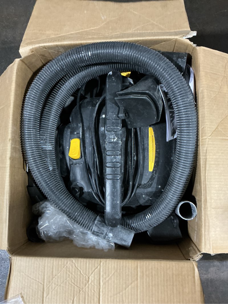Condition photo showing As Is for dewalt stealthsonic quiet 9-gallon 5-hp corded wet/dry shop vacuum with accessories included