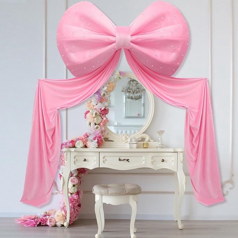 Yunlly Large Pink Bow Party Decoration 47x79 Inch Big Coquette Bows for Backdrop Giant Velvet Ribbon