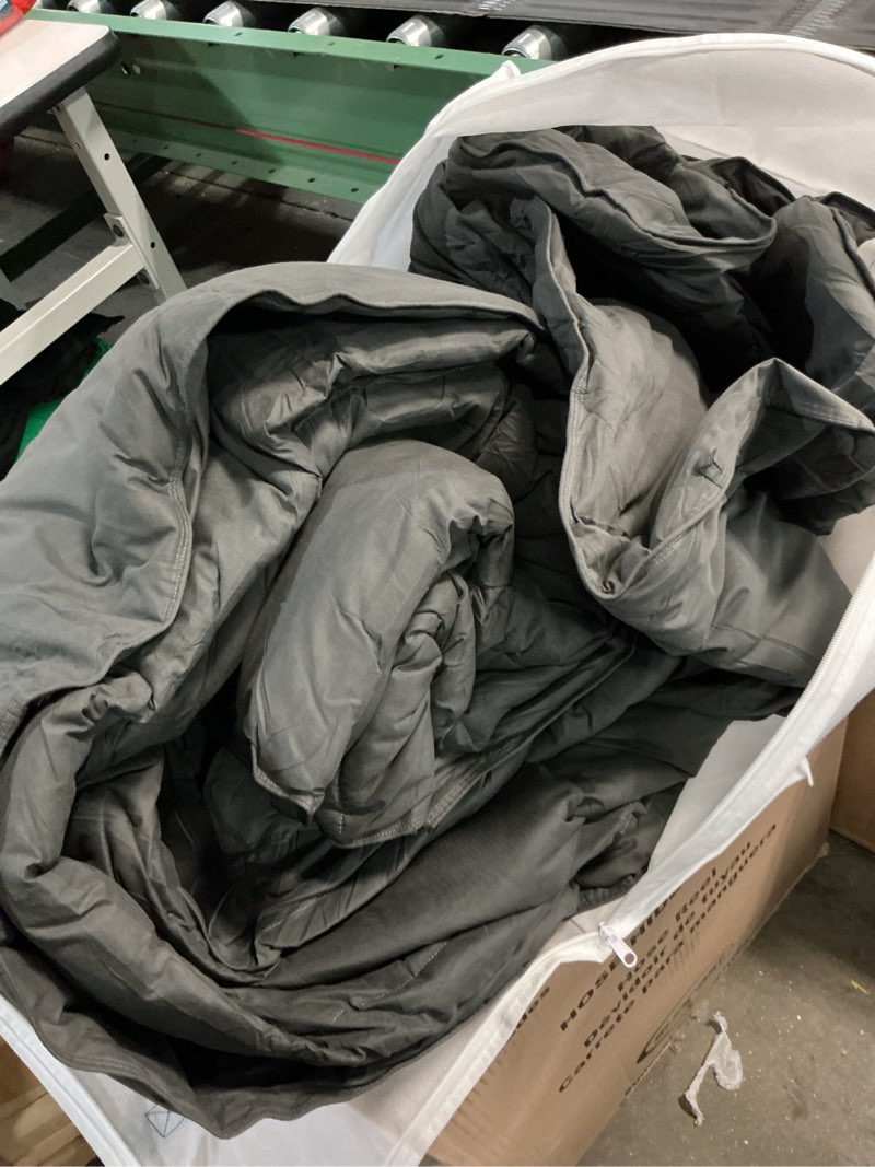 Condition photo showing As Is for grey goose feathers down fiber comforter queen size, premium all season duvet insert, 750+ fill 1200tc power hotel style comforter, 42 oz lightweight and medium warmth (90x90, dark grey)