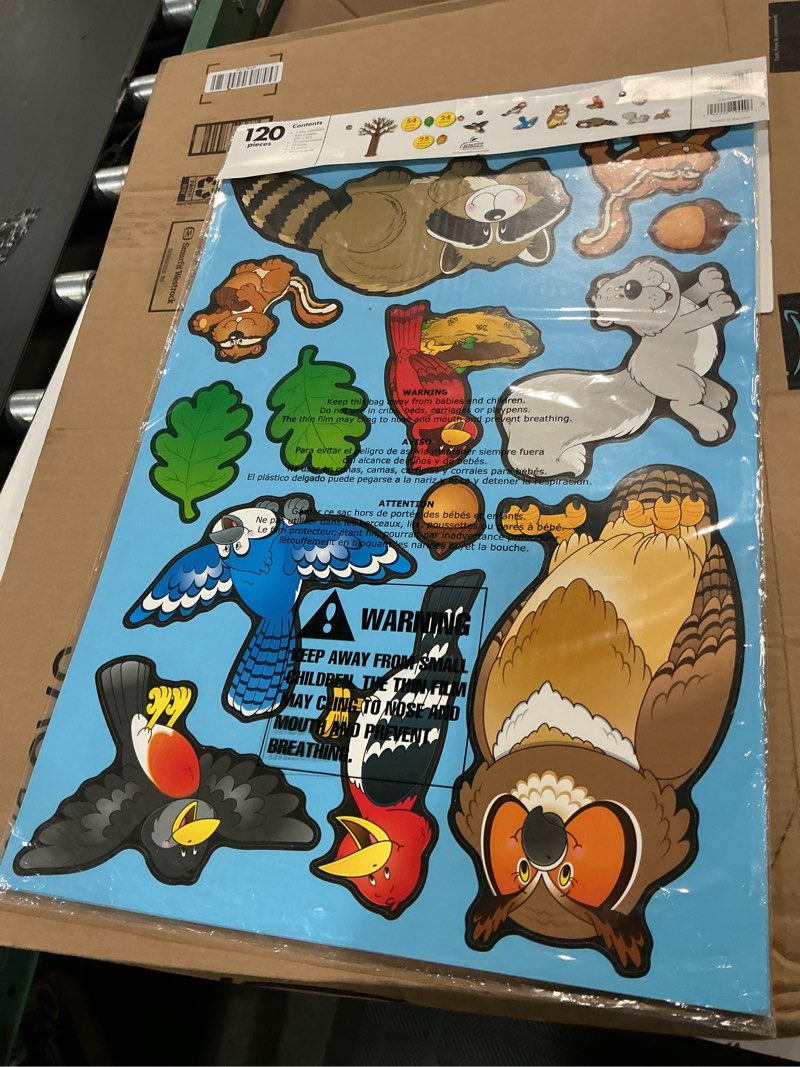 Condition photo showing Good Condition for carson dellosa 120pc fall decor, 7pc tree with colorful cardstock autumn leaves, woodland animal cutouts for fall decor and classroom door decorations 70" x 46"