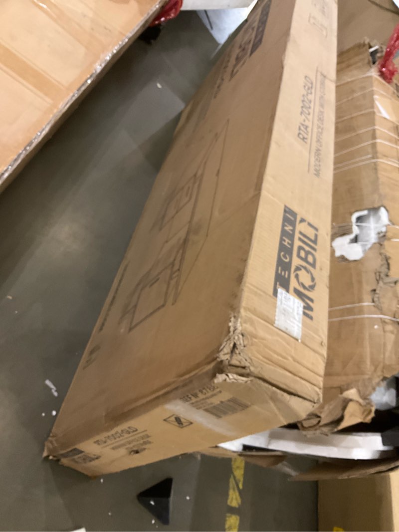 Condition photo showing As Is for Techni Mobili Storage Drawers and Cabinet 51.25” W-Modern Office Large Floating Desktop Surface Desk, 23.6" D x 51.2" W x 29.8" H, White/Gold