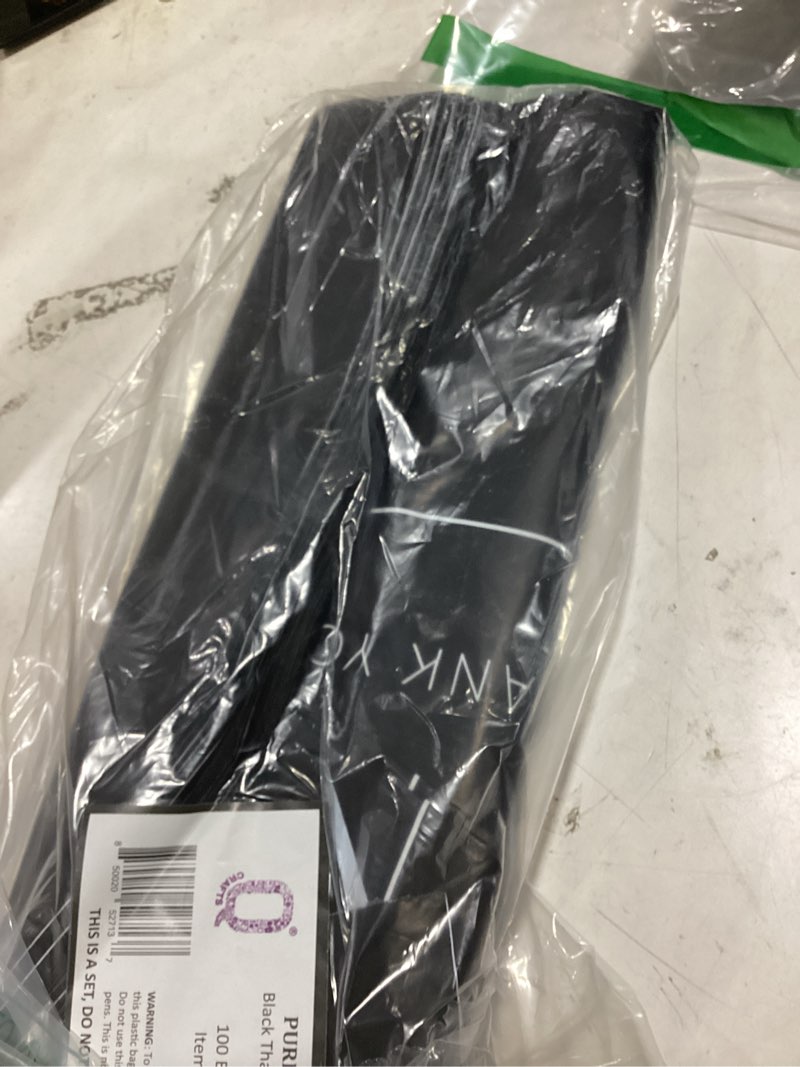 Condition photo showing As Is for purple q crafts die cut plastic shopping bags with thank you logo 12" x 15" boutique bags with handles 100 pack for merchandise, gifts, trade shows and more black