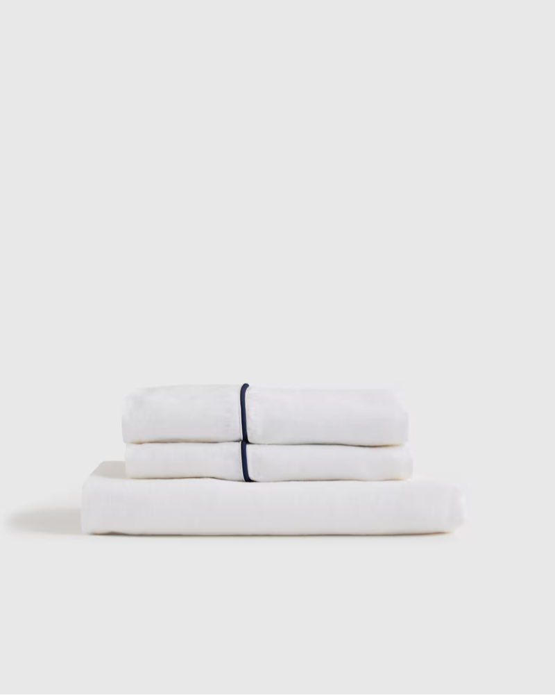 european linen piped fitted sheet set full white set 3 pieses 