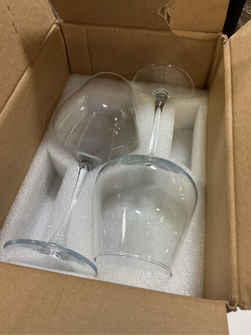 Condition photo showing New/Like New for red wine glasses set of 6, 20 oz large burgundy wine glasses, long stem wine glasses for wine tasting, perfect ideal for dinner party, wedding, birthday clear 6 count (pack of 1)