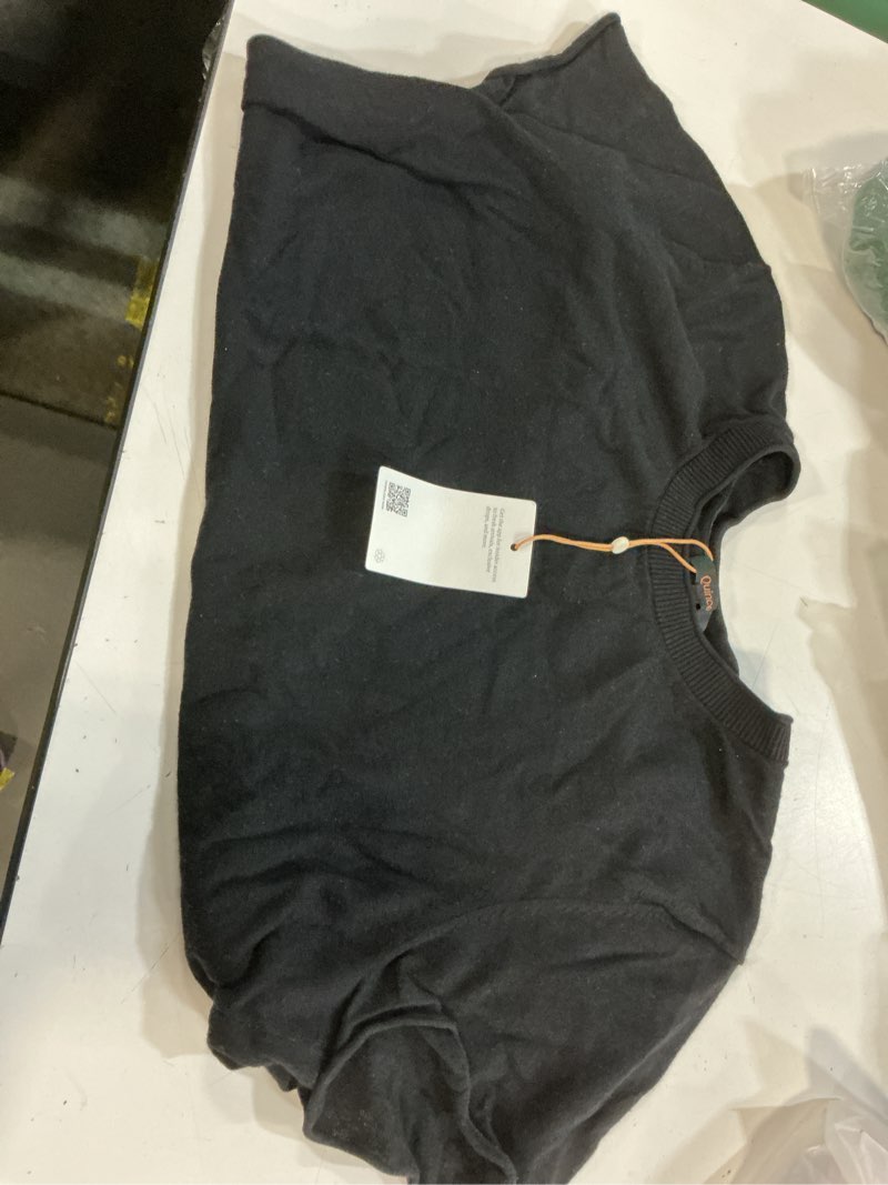 Condition photo showing Good Condition for quince lightweight cotton cashmere relaxed short sleeve jumper, l, black
