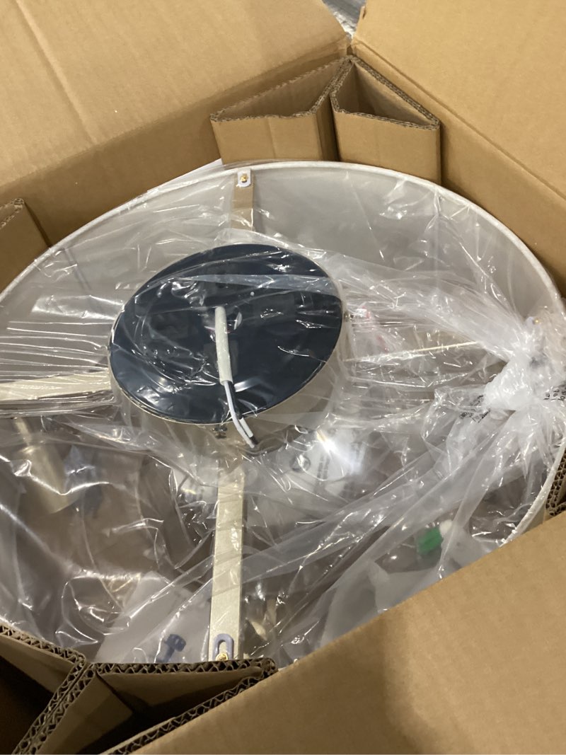 Condition photo showing Good Condition for ceiling fans with lights, 20" boho ceiling fan with light flush mount, drum rattan low profile with 6 speeds, remote control for bedroom, nursery, living room ivory boho