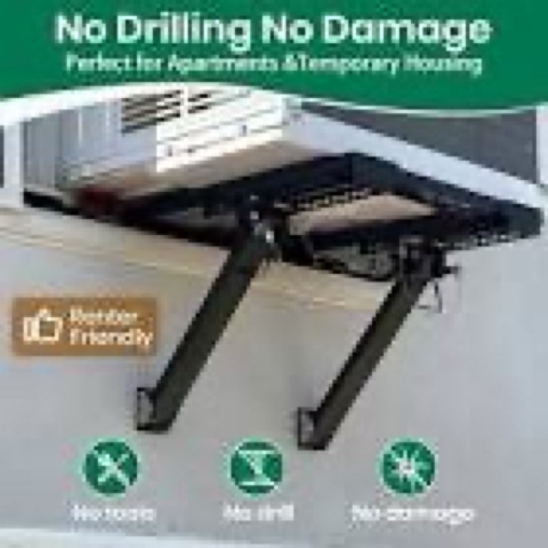window ac support bracket, no-drill no-tool air conditioner support bracket adjustable wall mount, heavy duty steel holds up to 300lbs, fits single or double hung windows, white