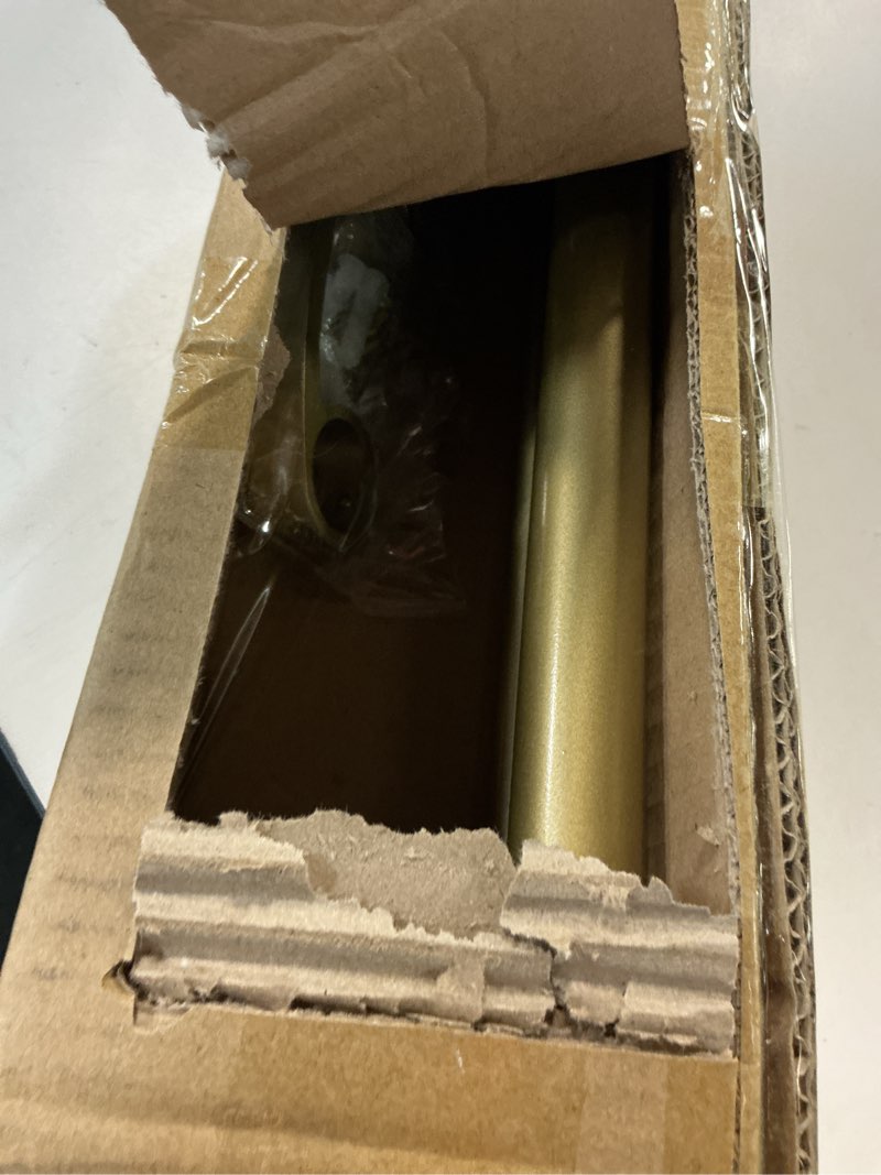 Condition photo showing As Is for Gold Double Curtain Rod 36 to 72 Inch,Double Decorative Crystal Drapery Rods with Solid Aluminum Bracket Acrylic Sheer Bling Foil Finials,1" Front and 5/8" Back Heavy Duty Curtain Rods for Windows Gold 36-72"