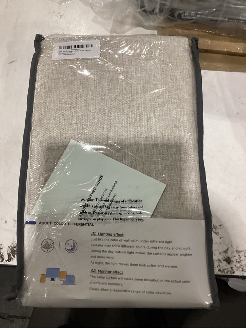 Condition photo showing Good Condition for 100% blackout shield linen blackout curtains for bedroom 102 inches long, back tab/rod pocket living room drapes, thermal insulated blackout curtains 2 panels set, 50" w x 102" l, oatmeal oatmeal 50"w x 102"l (pack of 2)