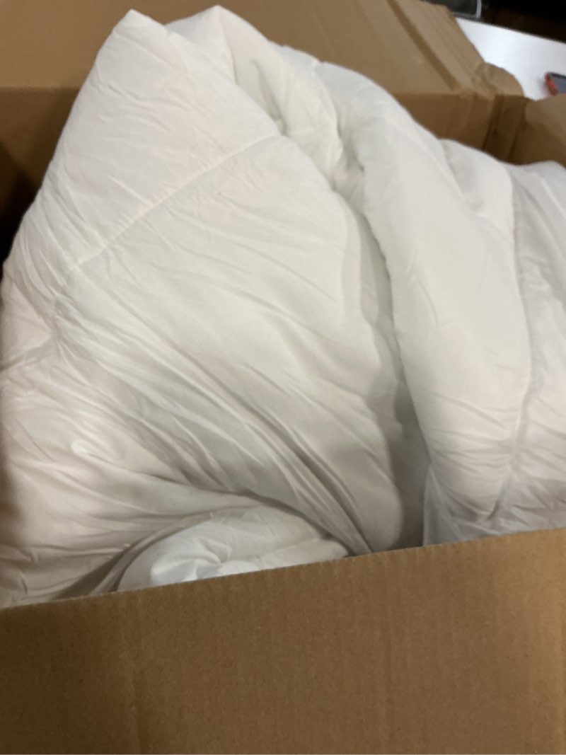 Condition photo showing As Is for Bedsure Comforter Set Queen Size - Cotton Fabric with Microfiber Inner Fill, White Soft Bed Set for All Seasons, 3 Pieces, 1 Comforter (90" x 90") and 2 Pillow Cases (20" x 26") 07 - White Queen
