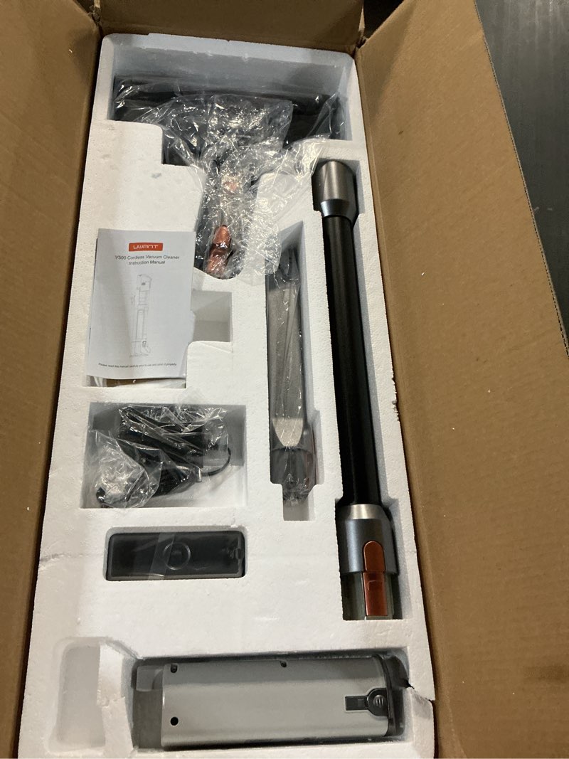 Condition photo showing New/Like New for uwant v500 cordless vacuum cleaner with auto empty&auto dust scrap system, 7-layer hepa filtration, anti-tangle brush, stick vacuum for pet hair, hard floors, carpet?grey gray