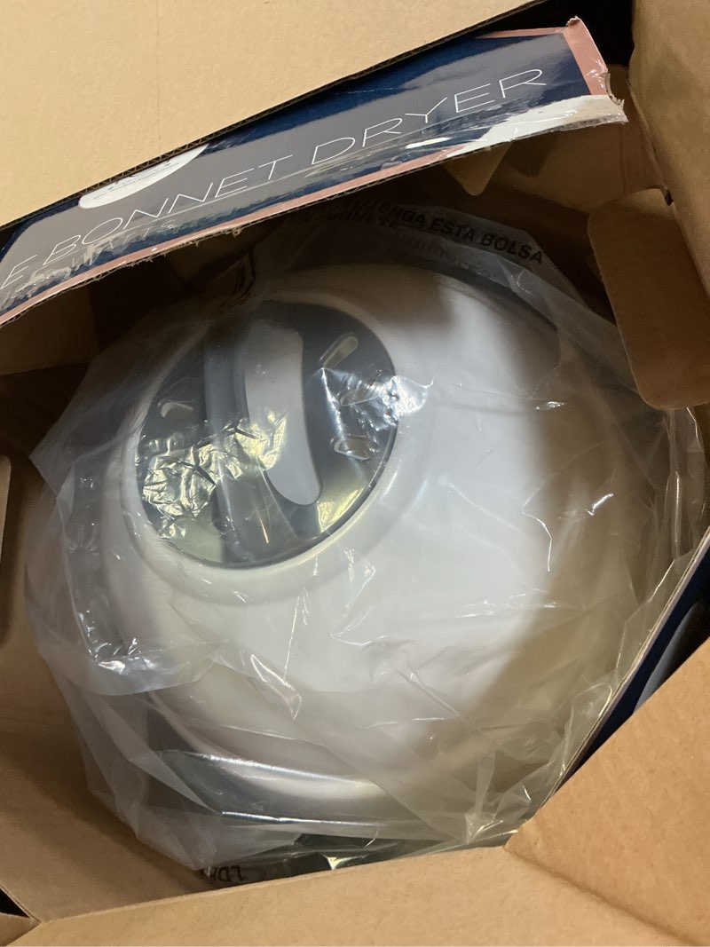 Condition photo showing As Is for Conair Pro Style Bonnet Hair Dryer, 2 Heat Settings, Adjustable Height, Extra-Large Hood Size, 1875W Pro Style Bonnet Ionic Hair Dryer for Women, White