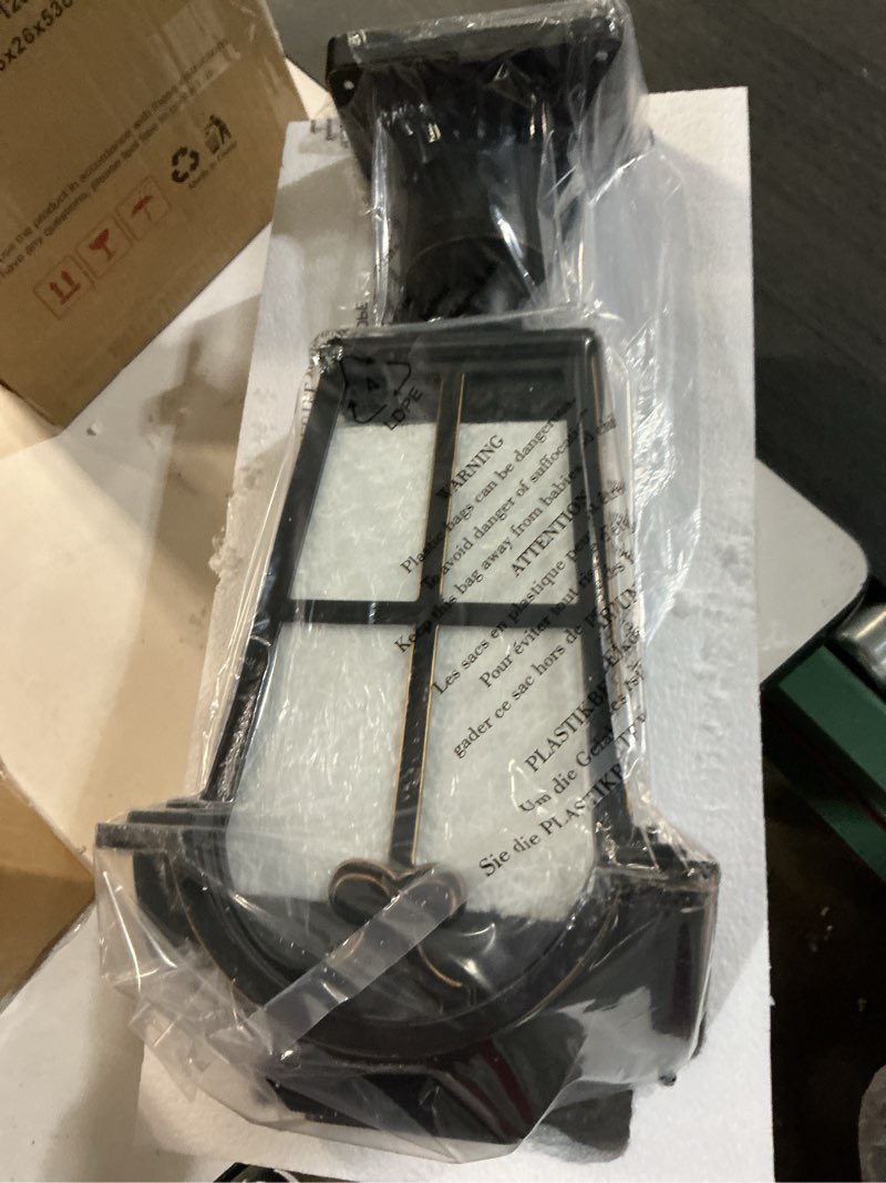 Condition photo showing New/Like New for edishine large size dusk to dawn outdoor post light, 21.9'' h 120v pole light fixture with pier mount base, waterproof exterior lamp post lantern head for yard, driveway, fence, black, hardwired
