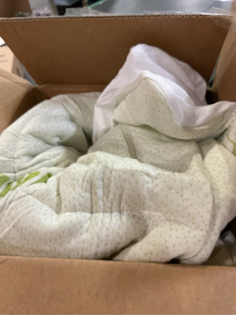 Condition photo showing As Is for Ultra Soft Twin Size Mattress Topper - Viscose Made from Bamboo Pillow Top Mattress Pad for Back Pain Relief - Naturally Cooling for Hot Sleepers, Green Green Twin