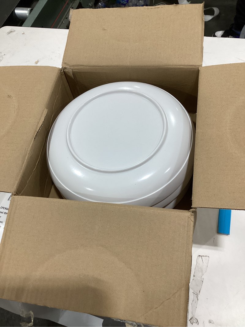 Condition photo showing New/Like New for Fasmov Melamine Pasta Bowls, 6 Pack 10 inches 47 Oz Large Salad Serving Bowls, Shallow Salad Bowls, Plastic Dinner Deep Plates, Dishwasher Safe, White 10 inches,47 Oz