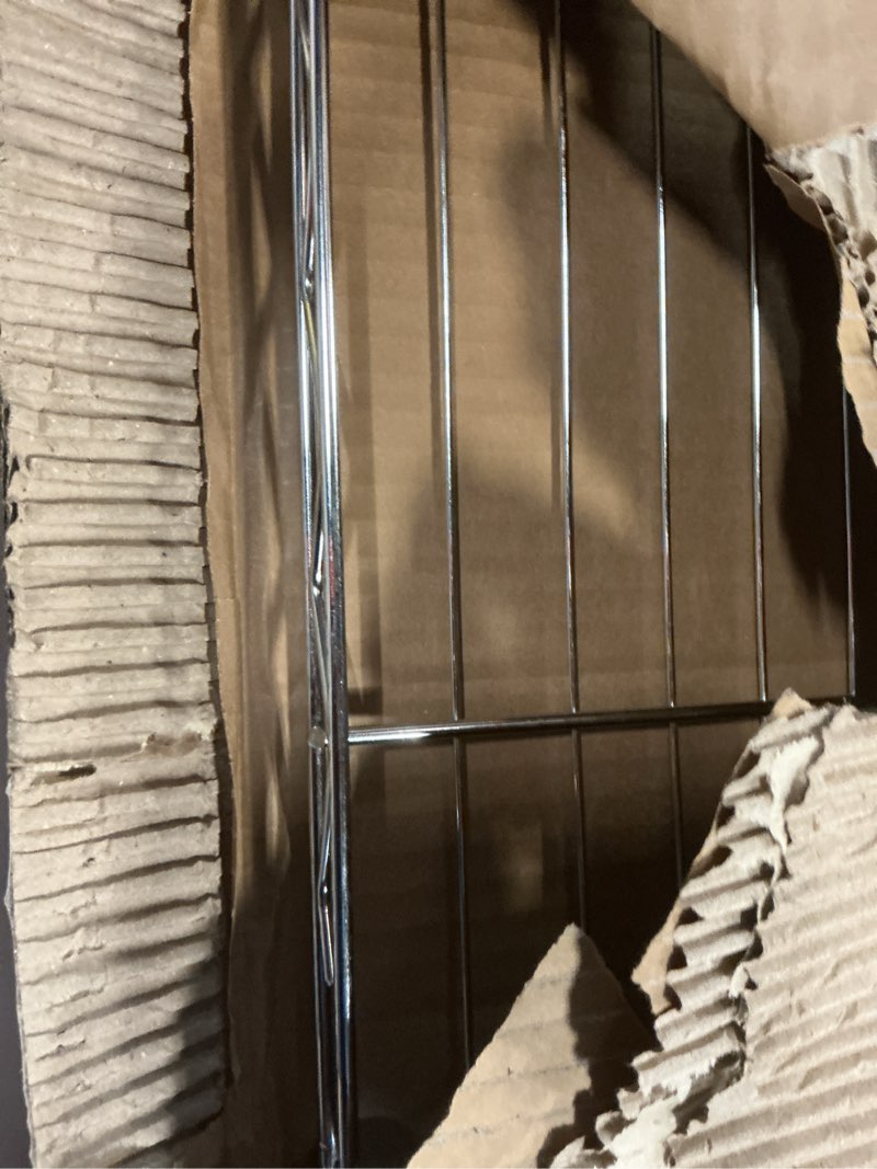 Condition photo showing As Is for whitmor 1 tier shelving units, wire rack storage organizer, 30" l x 14" w x 15" h, chrome