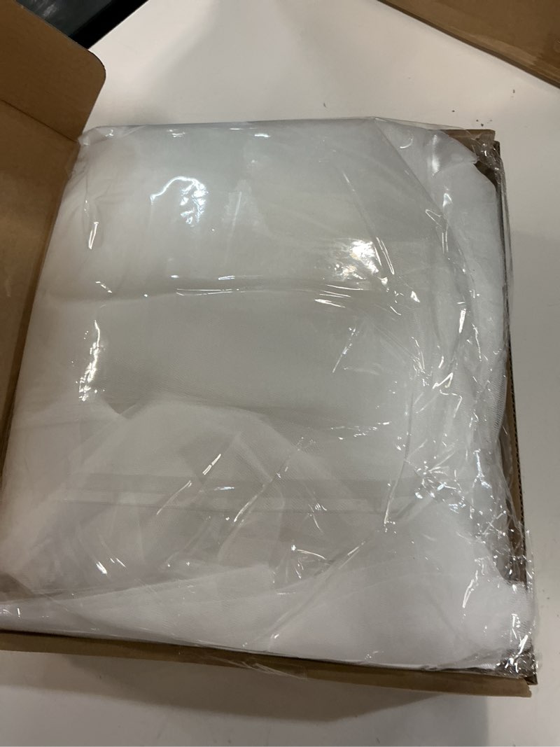 Condition photo showing Good Condition for tulle backdrop curtain with lights string 10ft x 10ft ivory sheer tulle backdrop curtains for wedding birthday party reception photo booth background decorations (2 panels 5x10ft) 10ft(w) x 10ft(h) (2 panels 5ft x 10ft) ivory