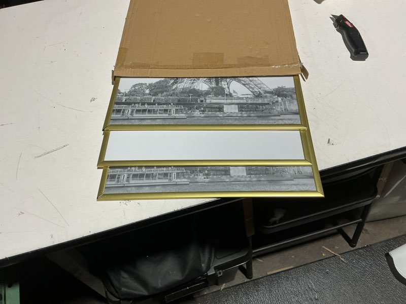 Condition photo showing New/Like New for upsimples 16x24 Picture Frame Gold 3 Pack, Scratch-Proof Poster Frames 16 x 24 for Photo Gallery - Slide-In Strips, Horizontal or Vertical Wall Mounting Gold 16x24