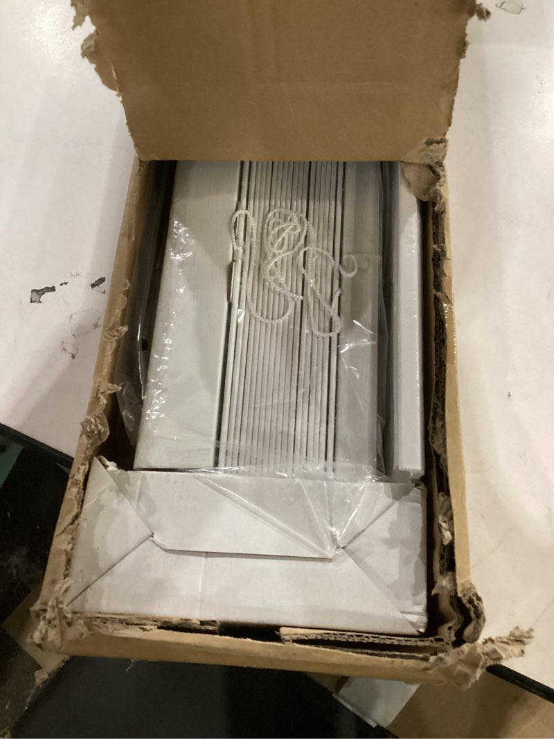 Condition photo showing New/Like New for smonter 2" slat faux wood blinds with crown valance- cordless horizontal blinds room darkening blinds for windows bedroom, bathroom, living room, glass door interior decor, 26" wx 36" h 26"w x 36"h white