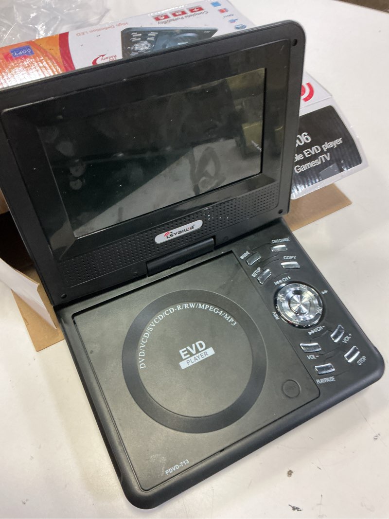 Condition photo showing As Is for famkit 7.8" portable dvd player, 6.8" hd swivel display screen cd player, rechargeable car dvd player support cd/dvd/sd card/usb/game function, personal dvd player for kids&car travel, black