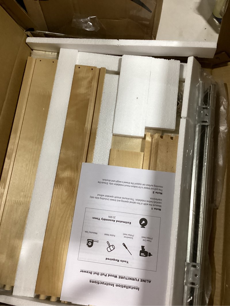 Condition photo showing New/Like New for ALINE FURNITURE Pull Out Drawers for Cabinets Birch Wood, 15" W X 21" D Soft Close Slide Out Shelves for Kitchen Cabinets, Pullout Drawer for Pantry Cabinet Organizer
