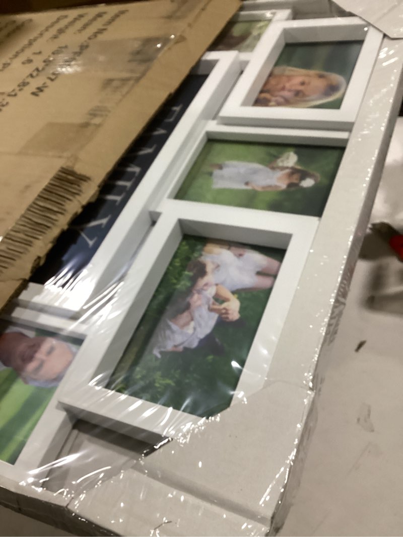 Condition photo showing New/Like New for Jerry & Maggie 8 Opening Family Photo Frame 22×17, Family Picture Frame Selfie Gallery Collage Wall Hanging For 6×4 Photos 8 Pack, No-Assembly 3D Design Waterproof Memorial Keepsake, White White Family/ Plain