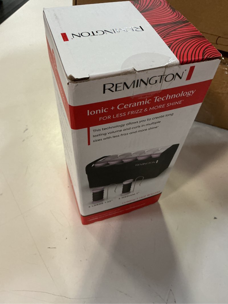 Condition photo showing New/Like New for remington compact ceramic dual voltage hot rollers for long and short hair, hair setters, hair curlers, 1-1 ¼" purple/black, 10 piece set 1 count (pack of 1)